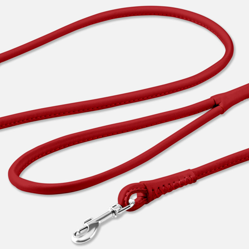 CollarDirect Rolled Leather Dog Leash 6ft, Soft Training Leather Dog Leash for Puppy and Grown Dog Small Medium Large Black Blue Red Orange Green Pink White (Red, Size XL 6ft) - PawsPlanet Australia