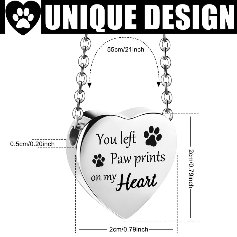 Yinkin 2 Pcs Pet Cremation Jewelry for Ashes Urn Necklace with Paw Print Heart, Pet Dog Ashes Necklace Stainless Steel Pendant Black and Silver Urn Locket with Funnel Kit for Pet Dog Cat Ashes - PawsPlanet Australia