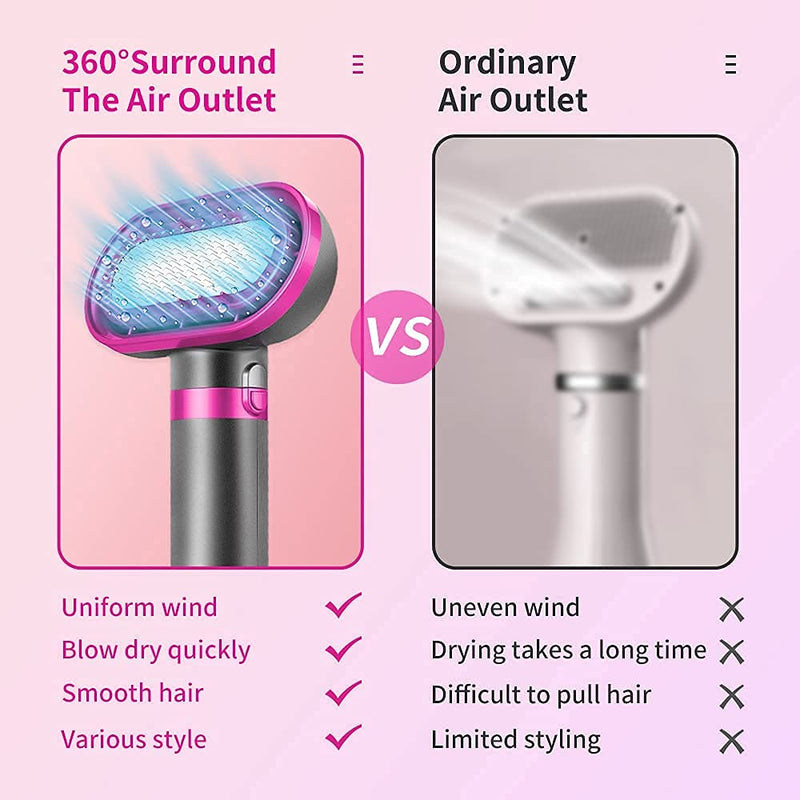 Dog Hair Dryer, 2-in-1 Dog Hair Blower with Brush, 3-Modes Blow Professional Home Grooming Drying for Small Large Cat Pet Puppy Rose - PawsPlanet Australia