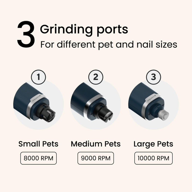 NOERDEN Pawmani, Wireless Nail Grinder, 3 Grinding Ports for Small Medium and Large Pets