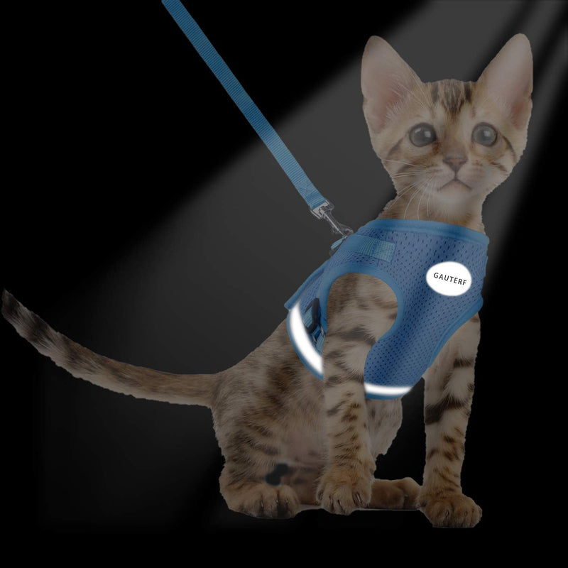 Cat Harnesses and Puppy Harness with Leashes Set, Escape Proof Cat Harness, Adjustable Reflective Soft Mesh Vest Fit Puppy Kitten Rabbit Ferrets's Outdoor Harness S (Chest: 9" - 11") SkyBlue - PawsPlanet Australia