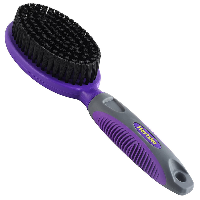Hertzko Demat & Shine Bundle - Pet Brush - Purple - All Hair Types - Detangle, Undercoat Removal, Cleaning - Pet Owners (Dogs and Cats)