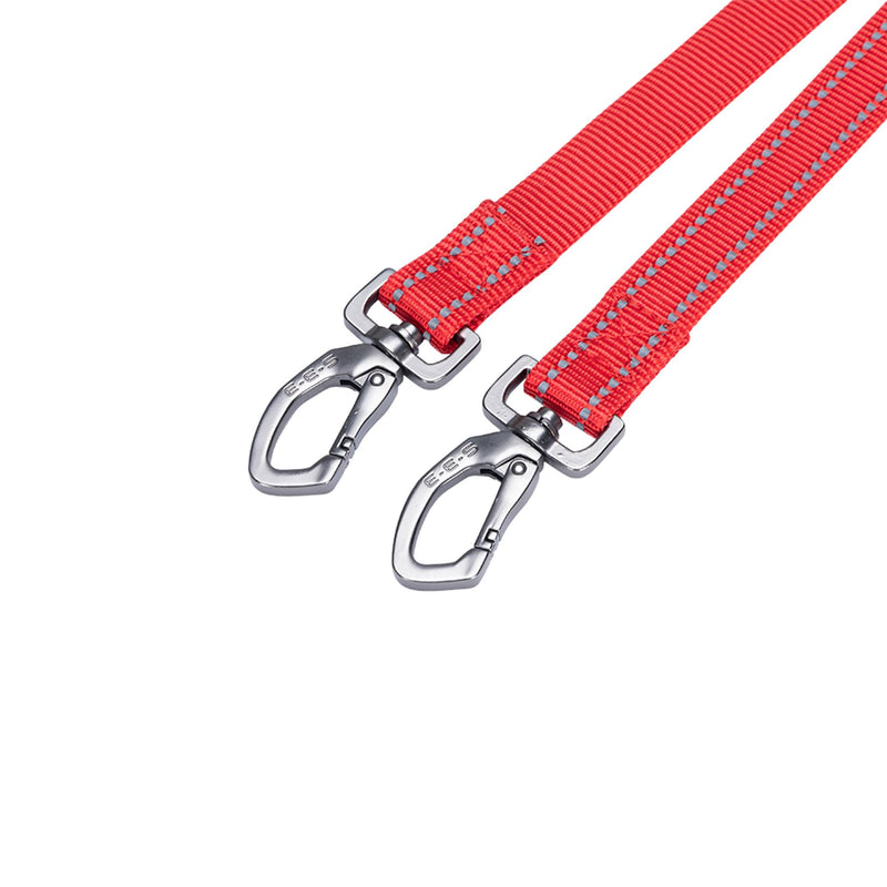EXCELLENT ELITE SPANKER Reflective Dual Leash - 5FT Double Dog Leash with Padded Handle for Two Dogs Walking & Training (Red) 5ft x 3/4 in. Red - PawsPlanet Australia