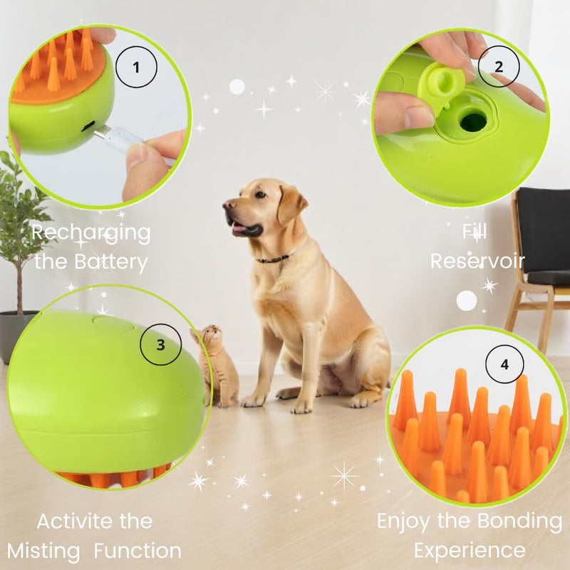FEGAOSTORE 4-1 Cat Brush with Steam, Steam Brush for Dogs, Steaming Cat Brush, Misting Cat Brush, Pet Massage Comb, Steam Cat Brush, Mist Pet Grooming Comb, Cleaning Brush for Dogs & Cats - PawsPlanet Australia