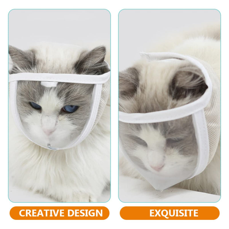 2pcs to Grooming Cover - Licking Biting Accessory Nail Guard Cat Cleaning Trimming Portable Adjustable Breathable Mask Pet Face Bathing Kitten Transparent Head - PawsPlanet Australia