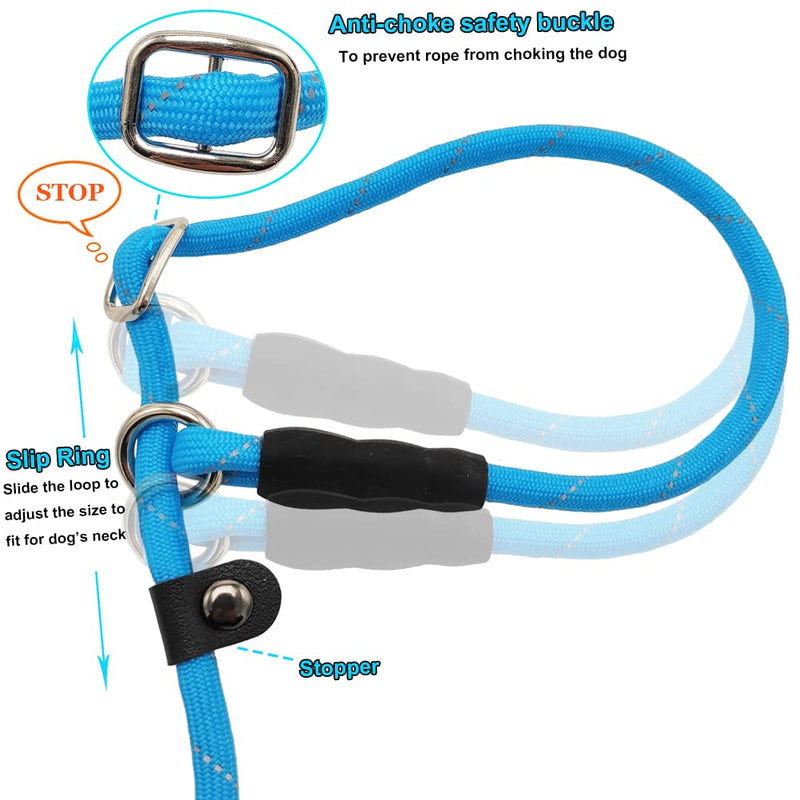 BTINESFUL 10FT / 15FT / 20FT Slip Lead Dog Leash, Reflective 1/3” Rope Leash Long Training Lead for Small Medium Dogs (20ft, Blue) 20ft * 1/3" - PawsPlanet Australia