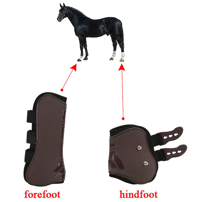 Horse Boots for Front and Hind Legs, 4Pcs PU Horses Tendon Fetlock Brace Guard Boots, Protective Horse Leg Wraps for Riding, Shock Absorbing, Jumping, Horse Gears(M) - PawsPlanet Australia
