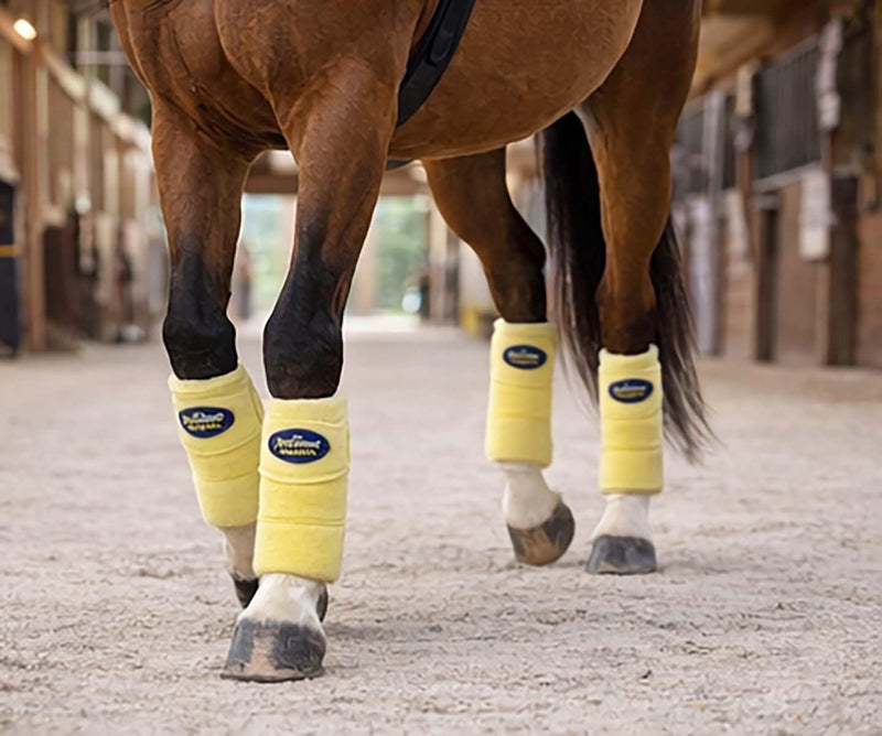 Horse Tack Grooming Leg Protection Polo Wrap Set of 4 Soft Fleece Yellow 95R09YL