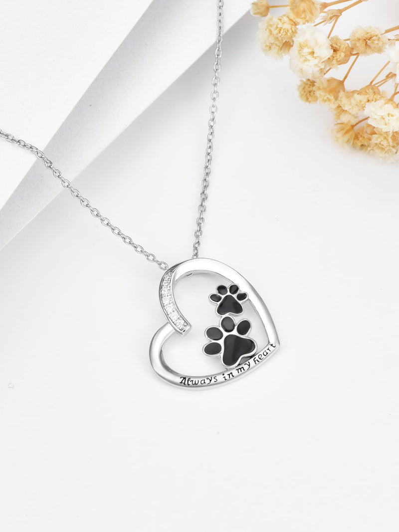 TOUPOP Dog Paw Necklace for Women Girls S925 Sterling Silver Puppy Dog Paw Urn Necklace for Dog Ashes Keepsake Cremation Jewelry Memorial Gifts for Dog Lover Owners Veterinary Two Dog Paws