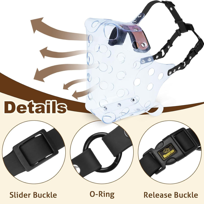 Mayerzon Dog Muzzle, Basket Muzzle for Large Medium Small Dogs, Humane Cage Mouth Guard to Prevent Biting Chewing Eating, Breathable Muzzle for Grooming Training Walking Vet Visits (XL, Clear) XL - PawsPlanet Australia