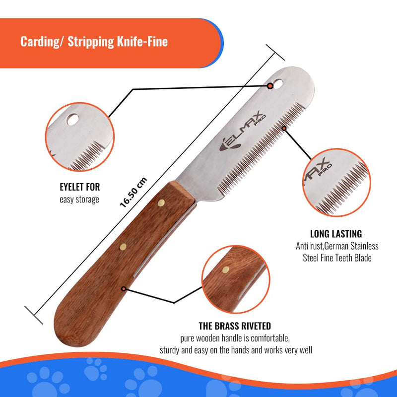 Professional Stripping Knife for Dogs, Best for Removing Unwanted Undercoat, Blades are Made of Stainless Steel with Wooden Handle Grip (Right-Handed, Rosewood) Pack of 3 Rosswood - PawsPlanet Australia