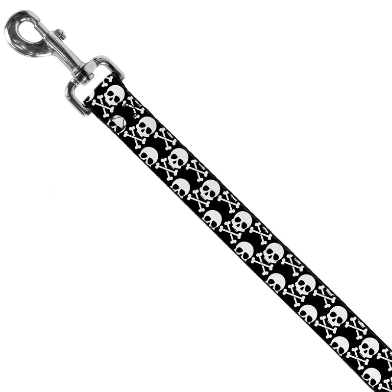 Buckle-Down Pet Leash, Dog Leash, Skull Cross Bones Staggered Black White, 4 Feet Long 0.5 Inch Wide 4 Feet Long - 1/2" Wide - PawsPlanet Australia
