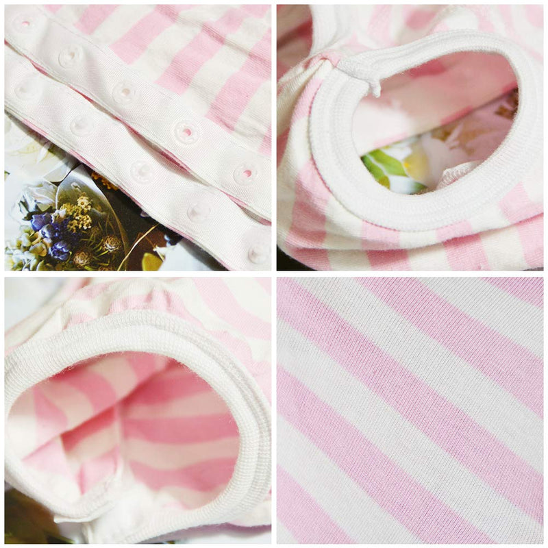 Dog’s Recovery Suit Post Surgery Shirt for Puppy, Wound Protective Clothes for Little Animals Dogs Cats (pink white stripe-s) Small pink white stripe - PawsPlanet Australia