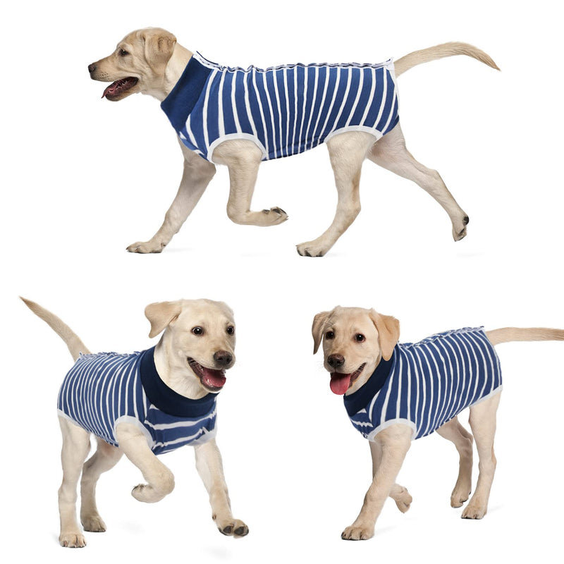 Dog Recovery Suit Cats Bodysuits for Abdominal Wounds Recovery Shirt for Male Female Pet Surgical Snugly Suit After Surgery Anti-Licking Dog Onesies, Substitute E-Collar & Cone Large Blue