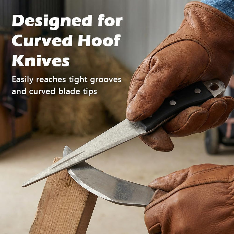 Hoof Knife Sharpener, Farrier Tool, Honing Rod with Solid Wood Handle, Portable Knife & Tool Sharpener with Lanyard for Hoof Care(Size:2 Pcs) 2 Pcs