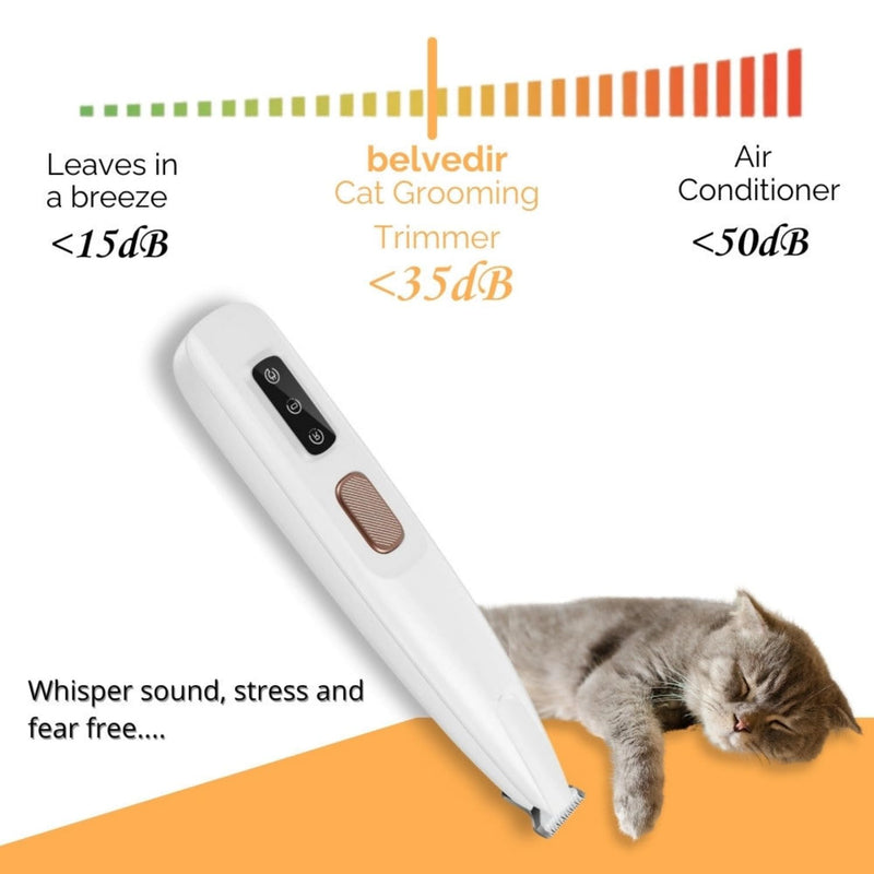 Belvedir Cat Grooming Trimmer, Belvedir Cat Trimmer, Cordless Pet Shaver, Low Noise Waterproof Rechargeable, for for Cats, Small Dogs & Animals Paws, Ears, Rump, Face, Eyes - PawsPlanet Australia
