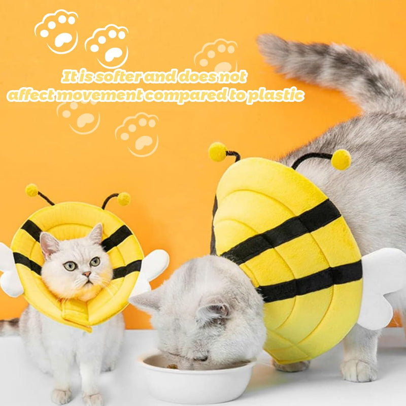 1 Soft Elizabethan Collar for Cats, Adjustable Cotton Surgical Collar for Cats and Dogs, Wound Protection After Surgery Injuries, Size M, Yellow