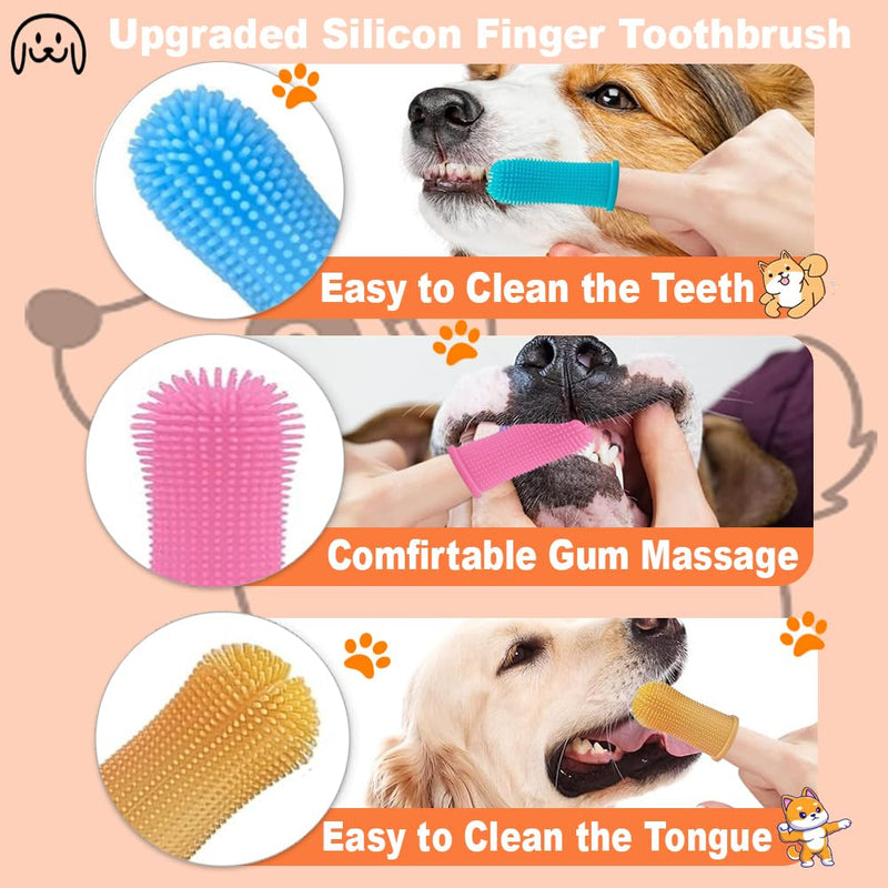 Dog Toothbrush - Dog Tooth Brushing Kit for Dog Teeth Cleaning -Dog Dental Care for Puppies, Cats & Small Pets - Pack of 4