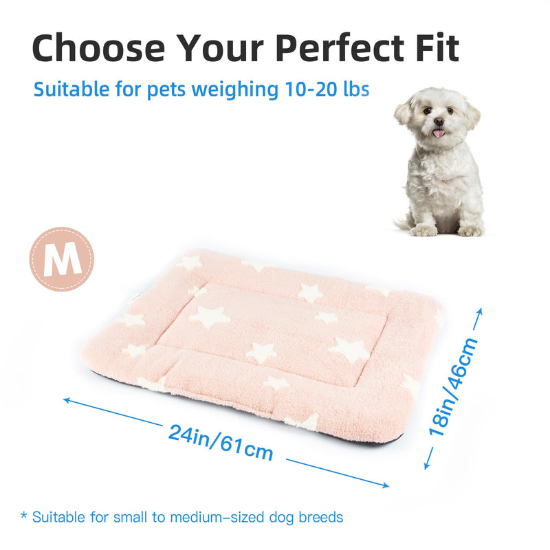 Mora Pets Dog Crate Pad Kennel Bed Crate Mat for Small Dogs Washable Cute Star Pet Bed for Dog Cage Ultra Soft Flat Puppy Cat Kitten Pillow Cushion for Sleeping Anti-Slip Pink 24 x 18 24''L x 18''W x 1.5''Th - PawsPlanet Australia