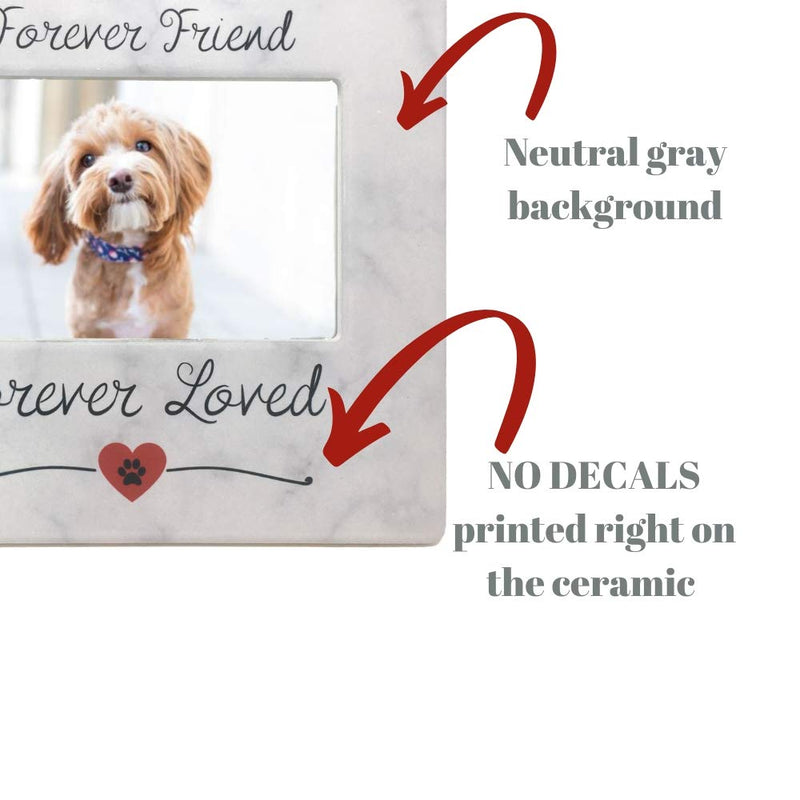 BANBERRY DESIGNS Pet Memorial Frame - Forever Friend Forever Loved Paw Print and Heart Design Picture Frame - 4 X 6 Photo Opening - Loss of a Dog or Cat Sympathy Remembrance - PawsPlanet Australia