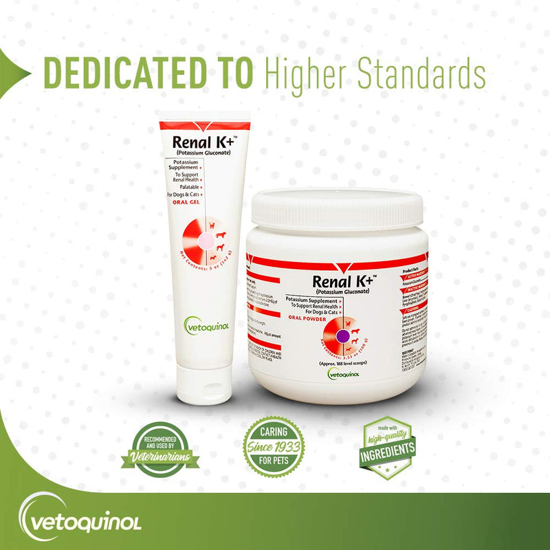 Vetoquinol Renal K+ (Potassium Gluconate) Potassium Supplement Powder for Dogs and Cats, 3.5oz - PawsPlanet Australia