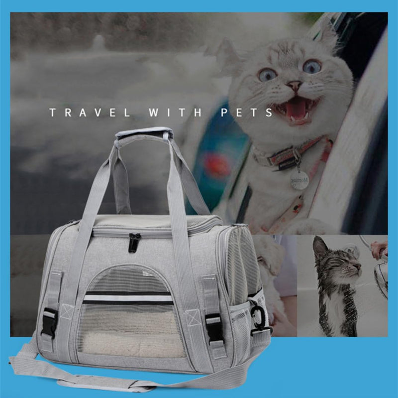 Cat Carriers, Dog Carriers, Pet Carriers – Airline-Approved Soft-Sided Bag for Cats & Small Dogs (Up to 15 lb), Foldable, Breathable Mesh, Privacy Cover, Washable & Lightweight grey - PawsPlanet Australia