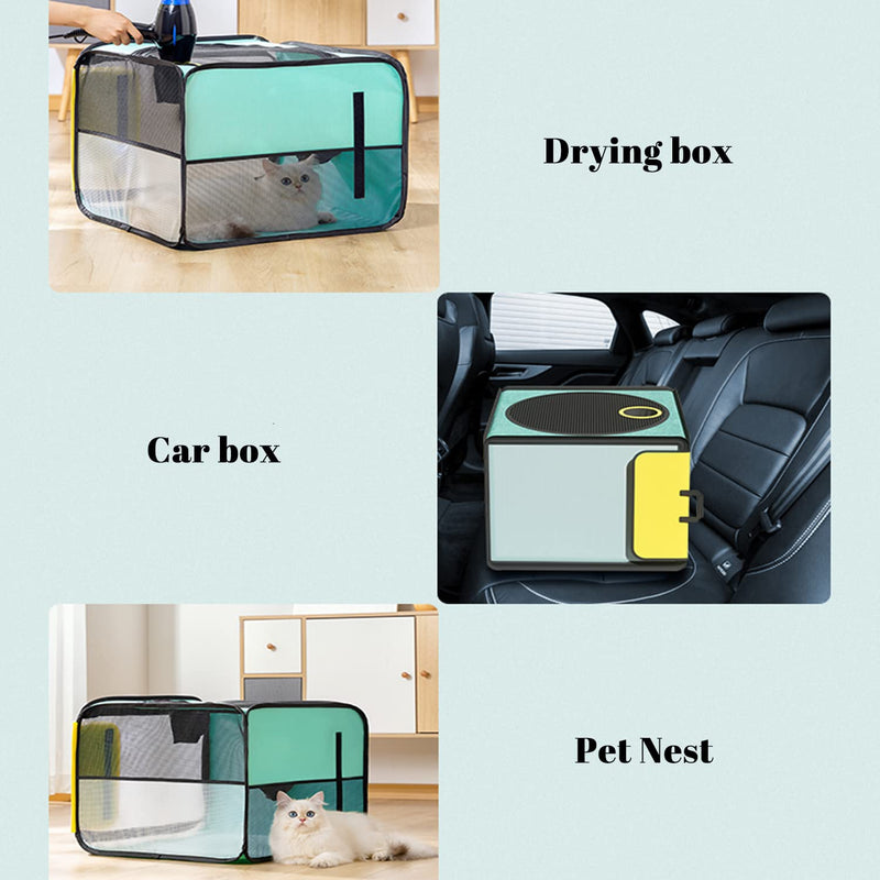 Pet Dog Cat Drying Box | Anti-Hair Flying | Portable Foldable Cat Drying Room | Drying Crate Cage for Small and Medium Dogs (Green) Turq - PawsPlanet Australia