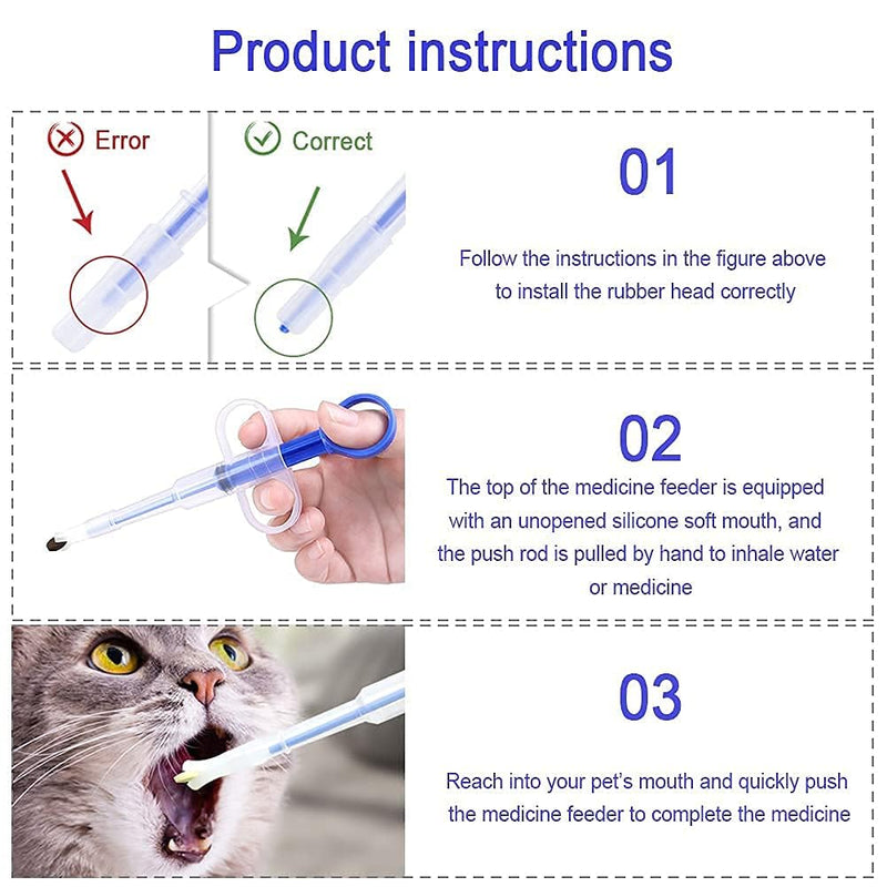 Tablet Feeder, Medicine Feeder, Pet Pusher Syringe, Pill Injector, Tablet Feeder, Nursing Pusher Shooter, Pill Feeder for Cats Small Dogs Helper Pills, Capsule