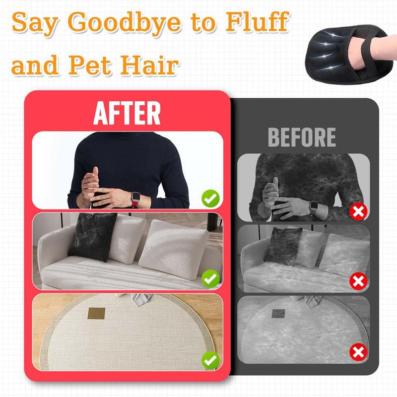 2PCS Pet Hair Remover, Electrostatic Pet Hair Removal Gloves, Reusable Cat & Dog Hair Remover for Couch, Furniture, Carpet, Curtain, Upgraded Animal Fur Removal Tool, Cat Grooming Gloves 2PCS - PawsPlanet Australia