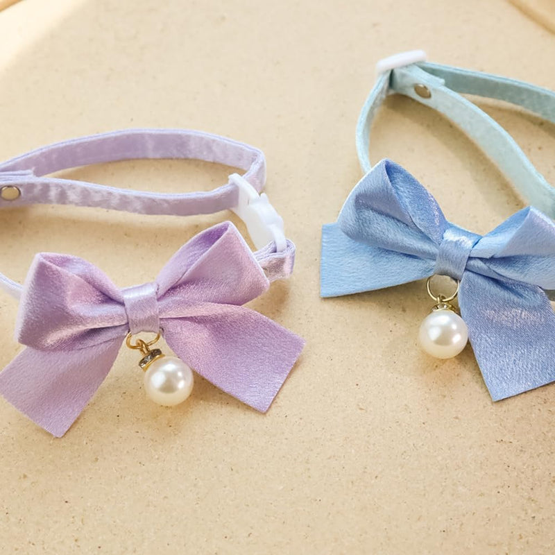 ETOPARS Bow Necklace Tie Collar for Cats, Cat Collar with Bow for Female Cats Pink Bows & Accessories Breakaway Safety Cat Bowtie Collar S White