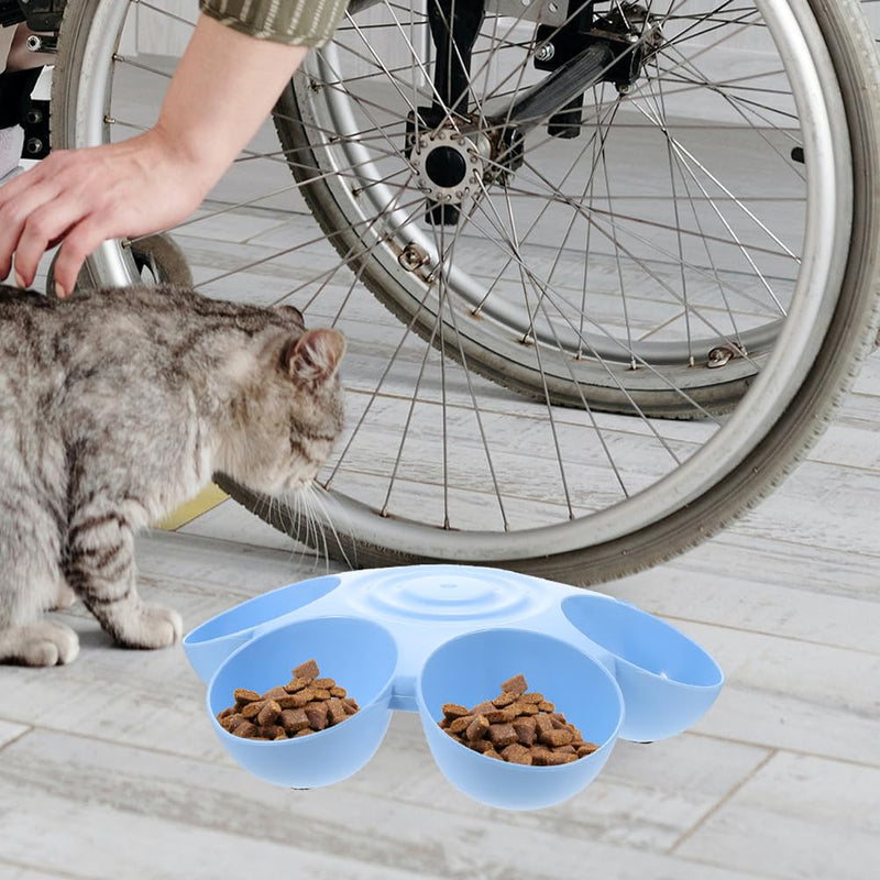 POPETPOP 2pcs Cat Food Water Bowls Plastic Dog Cat Feeder Bowls Multi- Feeder 6-Meal Kitten Food Dishes Petals Shaped Dog Bowl Blue - PawsPlanet Australia