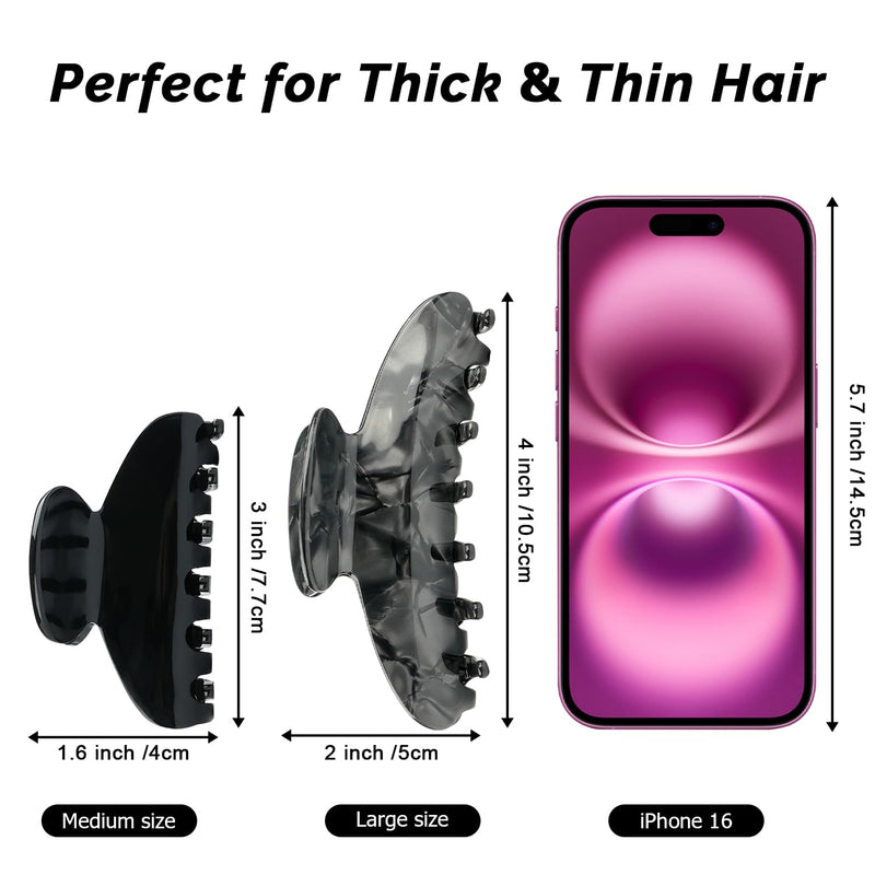 MAORULU Large Acetate Hair Claws - Premium Durable 4 Inch No-Slip Claw Clips for Thick Thin Hair | 1 Piece (Gray Marble) Gray Marble - PawsPlanet Australia