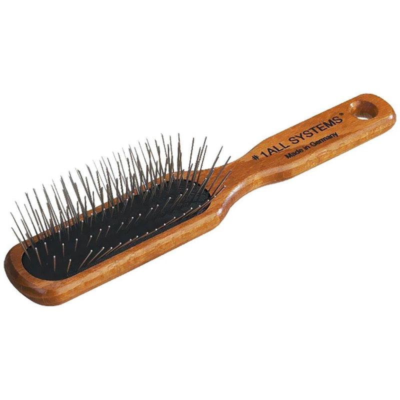 #1 All Systems No Pet Oblong Pin Brush with Wooden Handle - PawsPlanet Australia