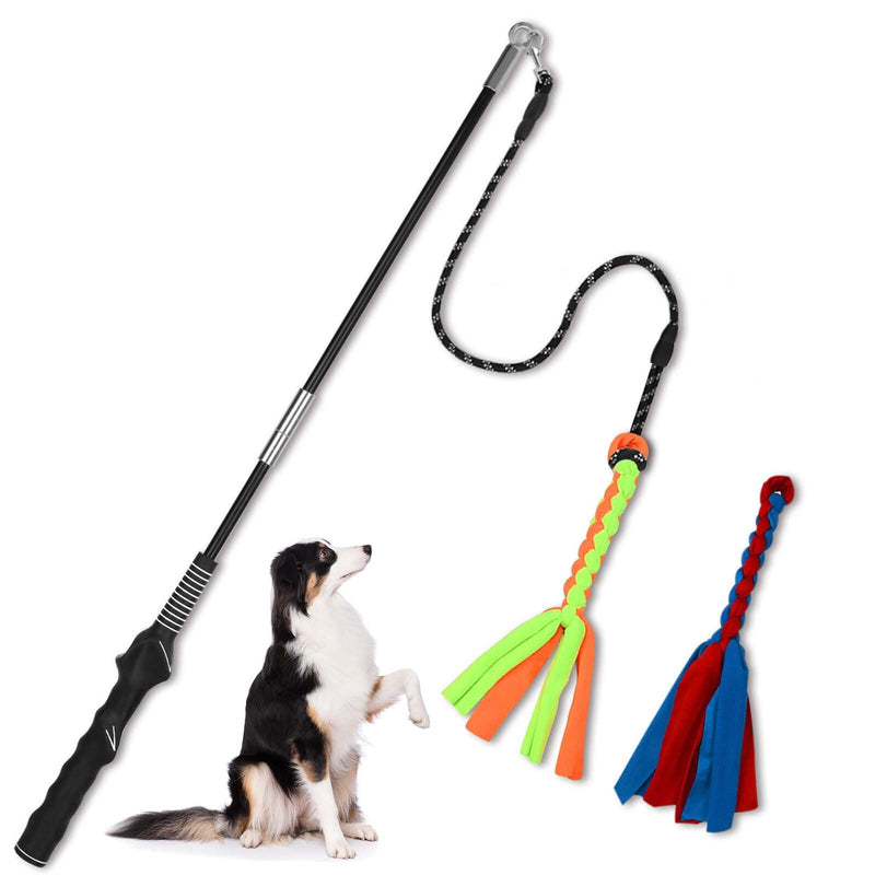 Flirt Pole for Dogs, Interactive Dog Toys Teaser Wand Play Pole with Fleece Rope Lure Chewing Toy for Small Medium Large Dogs Puppy Outdoor Exercise & Training … - PawsPlanet Australia