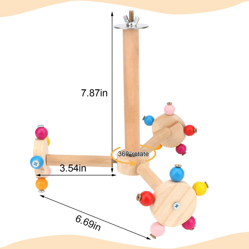 Hypeety Spinning Bird Perch Stand Toy Natural Wood Interactive Exercise Wheel Parrot Perch Toys Bird Rotating Perch for Parrot Parakeets Budgies Lovebirds Finch Conures (3 Stands) 3 Stands - PawsPlanet Australia