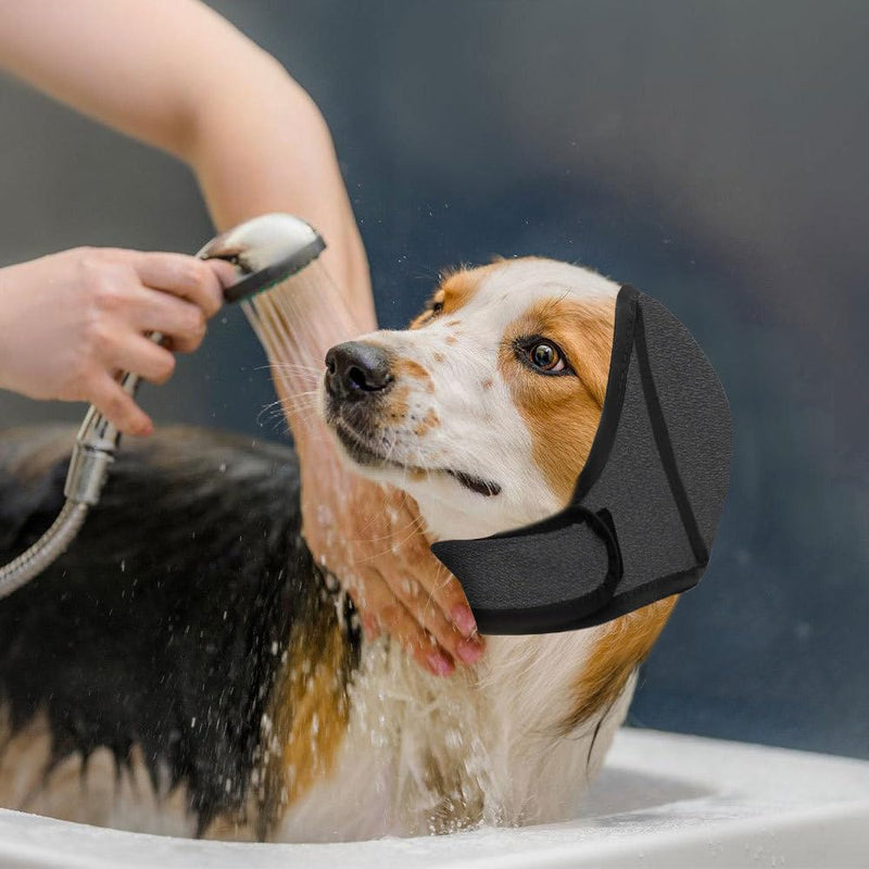 Dog Swim Ear Covers, Waterproof Adjustable Pet Shower Wrap Noise Protection for Small Medium Large Dogs Puppies Cats Grooming,Bathing,Swimming grey L