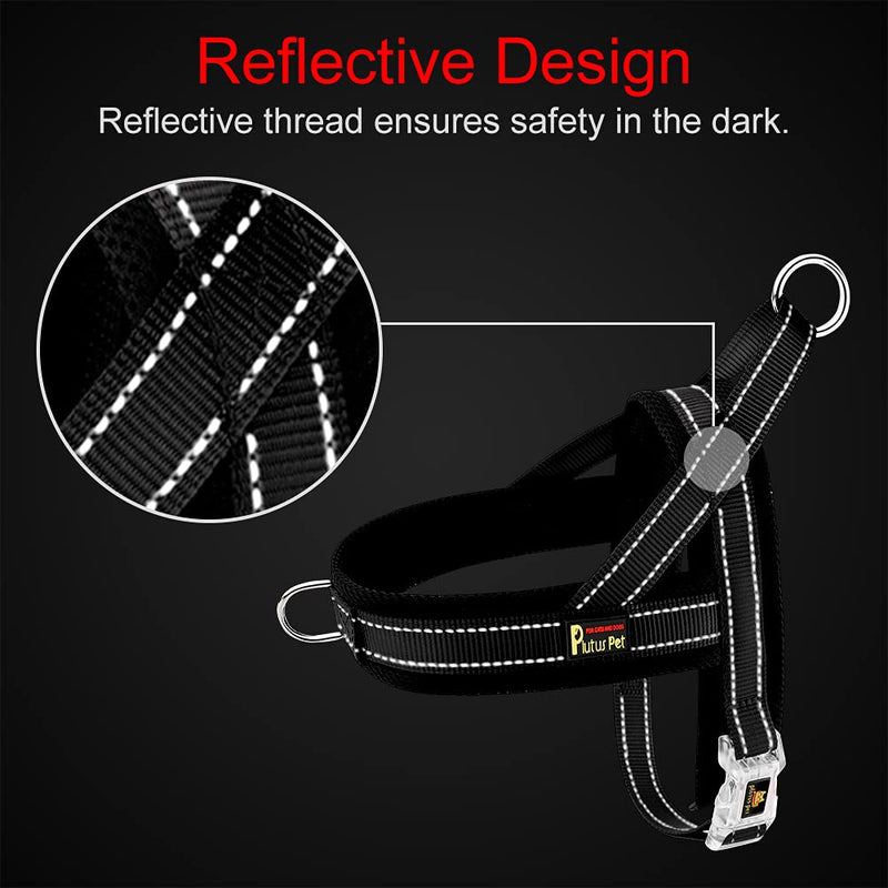 Plutus Pet No Pull Dog Harness with Breathable Mesh Padded, Adjustable Reflective Escape Proof Dog Harness, Quick Fit Dog Vest Harness for Small Medium Large Dogs(L, Black) L: chest 25.2"-32.3" - PawsPlanet Australia