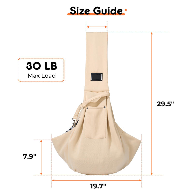Sling Carrier for Small Pets, Hands Free Cat Sling, Reducing Back Neck Pain Anti-Anxiety Dog Front, Adjustable Soft Dog Carrying (Ivory) Grey - PawsPlanet Australia
