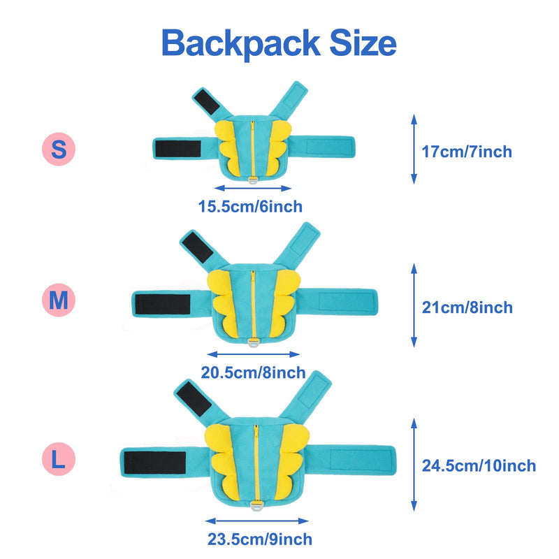 Adjustable Small Dog Backpack Harness with Pockets,Lightweight for Shih Tzu to Wear with D-Ring,Cute Carrier Backpack for Outdoor Daily Travel,Spring Colorblock Wing(Blue,S,3-7lb) Turquoise - PawsPlanet Australia