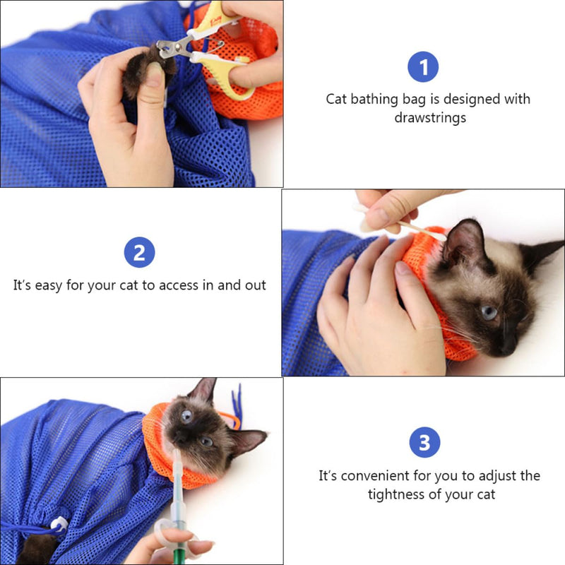 Luxshiny Shower Net Bag for Cats, Scratch and Bite Resistant, Quick-Drying, Durable Mesh Material, Breathable Cat Bathing and Grooming Bag for Bathing, Nail Trimming and Cleaning
