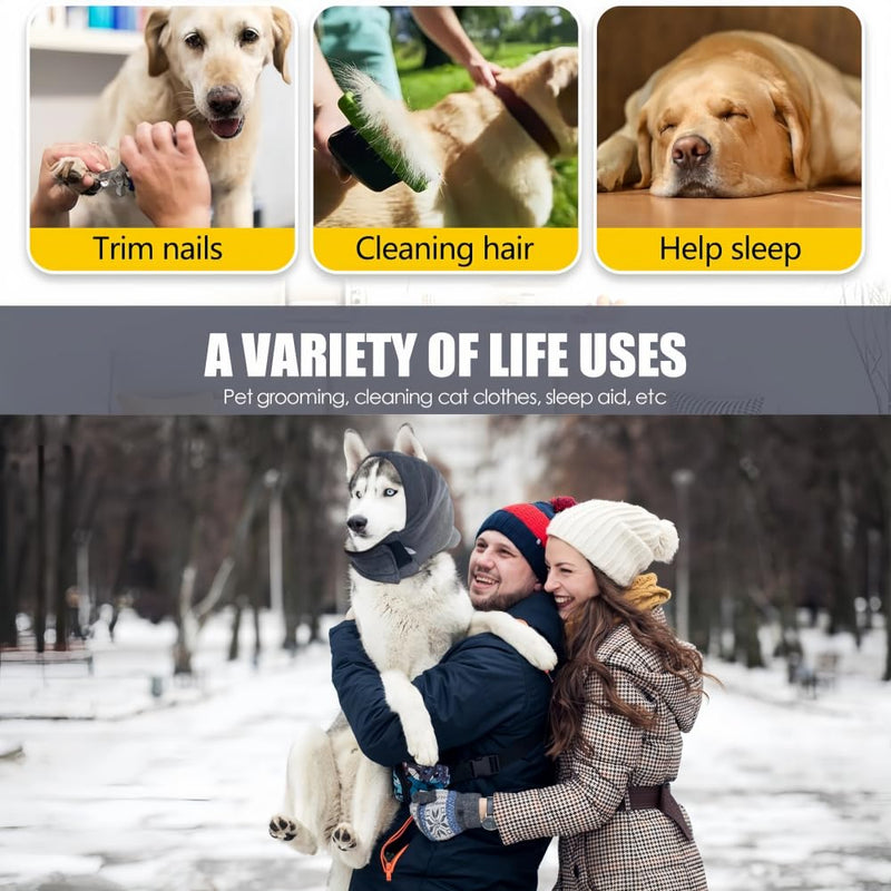 Dog Ear Protectors ，Adjustable Dog Snood for Winter Warmth, Ear Muffs for Dogs with Noise Reduction for Anxiety Relief, Warm Ear Covers for Bathing Grooming Comfort