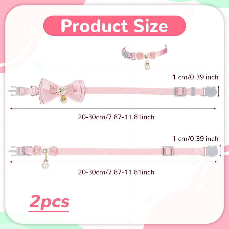 2 Pack Breakaway Cat Collar with Bowtie and Bell, Cute Pink Cat Collar for Girl Cats Adjustable Safety Collars Soft Kitten Collars for Girl Cats (Pink, 2 Styles) - PawsPlanet Australia