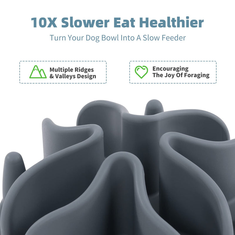 Jaoul Slow Feeder Dog Bowls Insert, Puzzle Slow Feeder with 51 Octopus Suction Cups for Medium Large Size Dog Bowls Over 6.5" Wide (Grey) Large(5.5 inch) Grey - PawsPlanet Australia