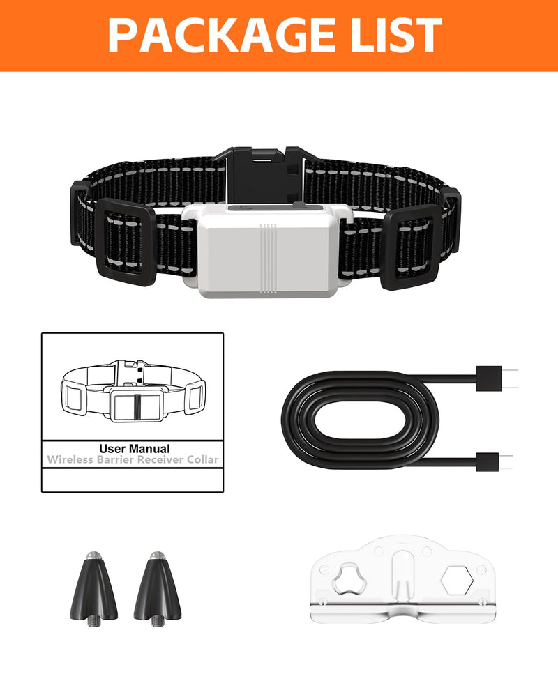 FLYSPEAR Extra Receiver Collar for Indoor Wireless Pet Barrier, Receiver Collar Only,White