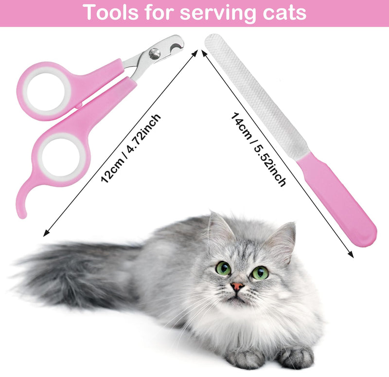 5Pcs Dogs and Cats Grooming Nail Clippers Kit Pet Claws Nail Clipper Trimmers, with Protective Guard Lock to Avoid Over Cutting, Professional Trimmers for Large and Small Cat and Dog Animal. (Pink) Pink - PawsPlanet Australia