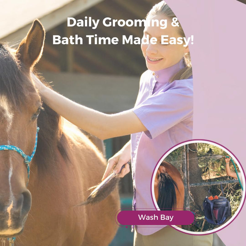 MANE & STABLE Horse Grooming Bag – Hanging Royal Blue Mesh Tote with 8 Pockets & Spacious Compartment | Quick-Drain Design for Barn, Trailer & Wash Rack | Bonus Grooming Set Included - PawsPlanet Australia