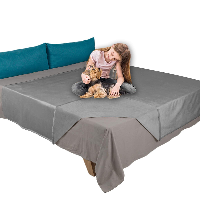 Ameritex Pet Bed Blanket Reversible 100% Waterproof Velvet Super Soft for Sofa and Bed (40x60 Inches, Light Grey+Grey) 40x60 Inches - PawsPlanet Australia