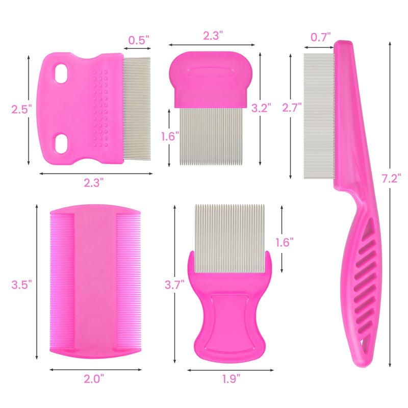 Flea Comb for Cats and Dogs, 6 Pack Pet Lice Comb Set Eye Comb Flea Combs Pet Grooming Pets for Small, Medium & Large Pets (Pink) Pink - PawsPlanet Australia