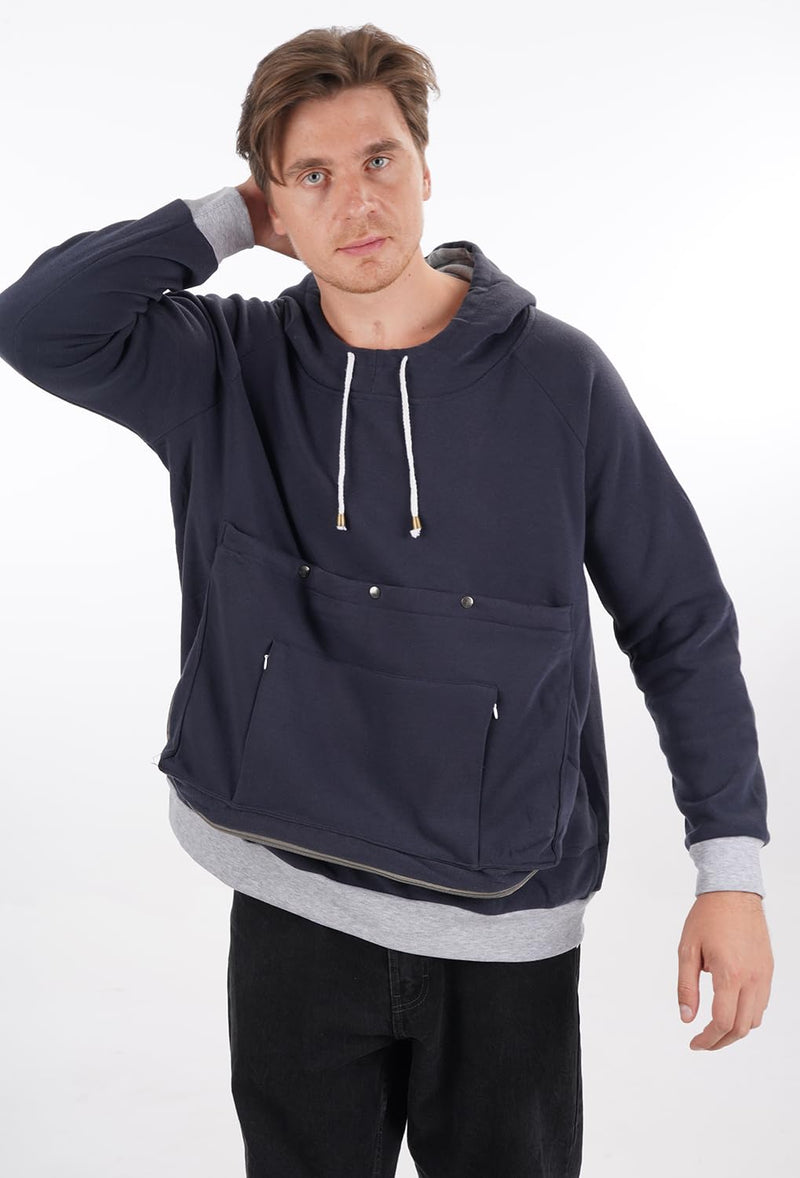 Pet Cat Dog Pouch Hoodie Small Animal Carrier – Kitten Puppy Pouch Sweatshirt Holder Fleece Unisex Hoodies Navy XX-Large - PawsPlanet Australia