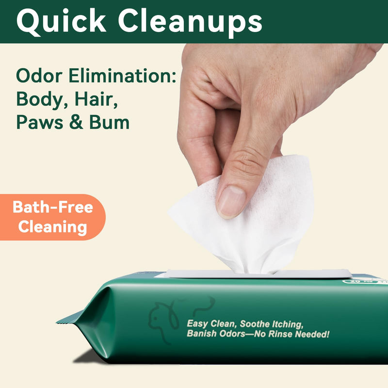 ECO PET Glove Wipes – Dog & Cat Cleaning Gloves Wipe | Bath Wipes with Coconut Oil, Sea Buckthorn, Kakadu Plum, Oat Extract | Pet Grooming Paw, Fur & Butt Wipes | Glove-Style Wet Wipes Sea Tail Grass&Salt - PawsPlanet Australia